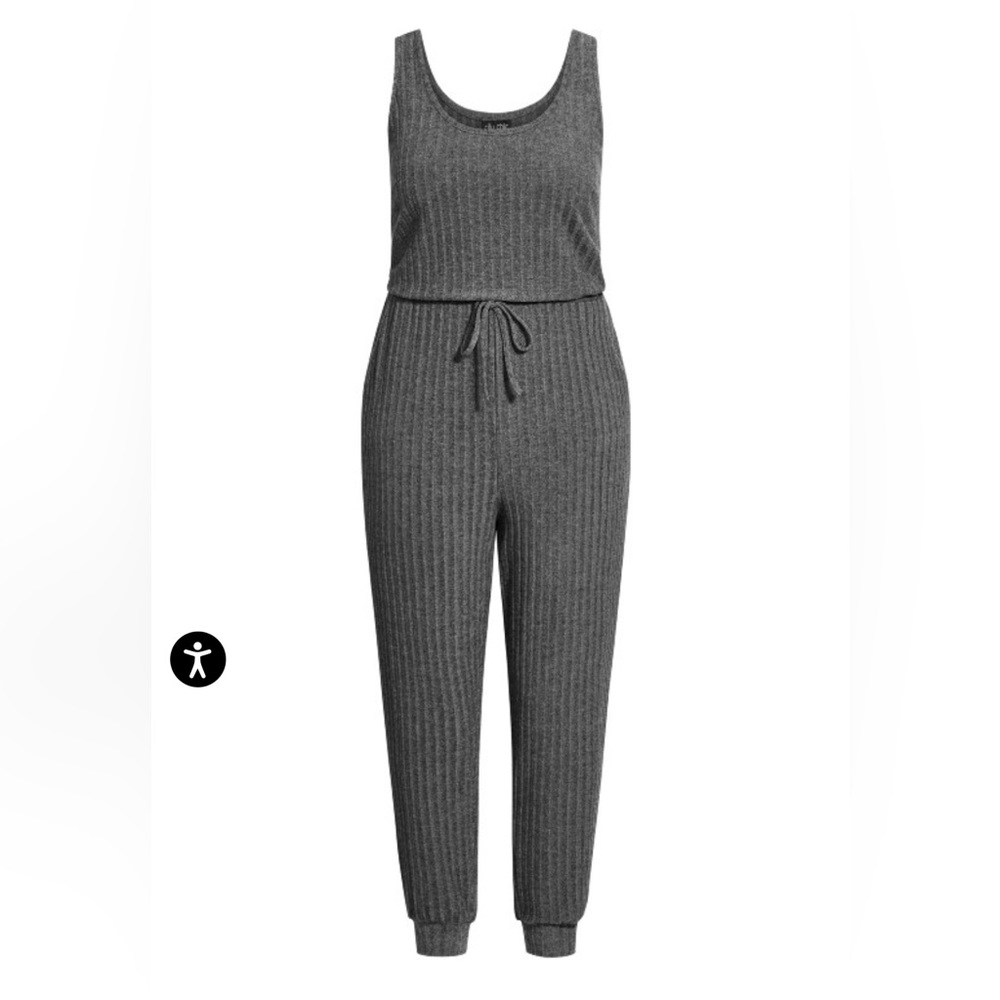 City Chic 24W Plus Size Grey Ella sleep pajama jumpsuit - Picture 3 of 7